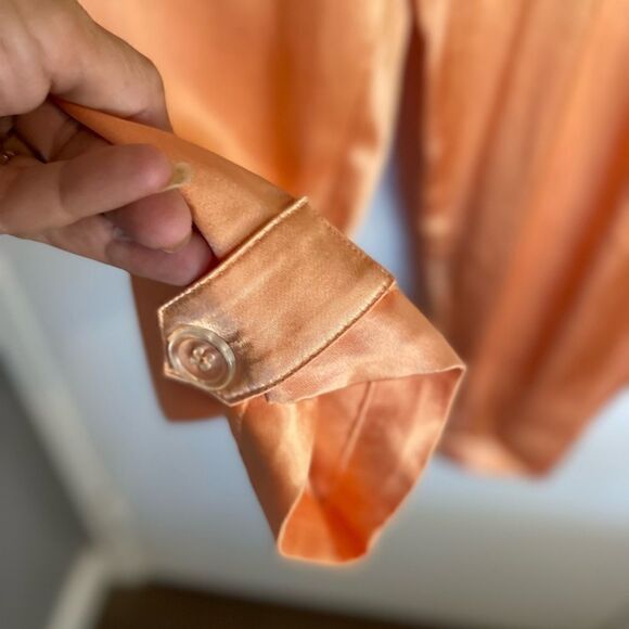 Zara Tangerine Orange Satin Finish High Waist Trousers Pants .Size L - Picture 13 of 16